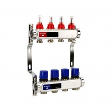 Группа коллекторная VARMEGA с расходомерами ВР 1" 4 х 3/4" EK латунь VM15404 Группа коллекторная VARMEGA с расходомерами ВР 1" 4 х 3/4" EK латунь VM15404