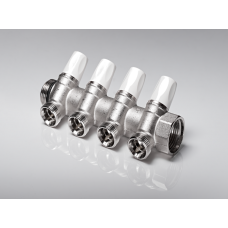 Коллектор латунный с регулирующими вентилями 1"х3/4" 4 выхода под евроконус Коллектор латунный с регулирующими вентилями 1"х3/4" 4 выхода под евроконус