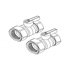 Комплект двух никелированных шаровых кранов 1" для коллекторов, REHAU Комплект двух никелированных шаровых кранов 1" для коллекторов, REHAU