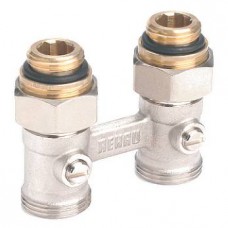 Пара шаровых кранов REHAU с соед. нип. G 1/2xG 3/4, прямой (никелирован.) Пара шаровых кранов REHAU с соед. нип. G 1/2xG 3/4, прямой (никелирован.)