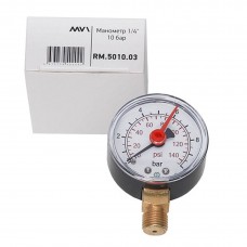 Манометр радиальный MVI, до 10 бар, D50 мм, с нижним подключением G1/4 Манометр радиальный MVI, до 10 бар, D50 мм, с нижним подключением G1/4