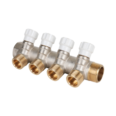 Коллектор латунный с регулирующими вентилями 1"x3/4" 4 вых Коллектор латунный с регулирующими вентилями 1"x3/4" 4 вых