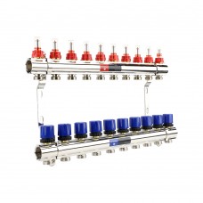 Группа коллекторная VARMEGA с расходомерами ВР 1" 10 х 3/4" EK латунь VM15410 Группа коллекторная VARMEGA с расходомерами ВР 1" 10 х 3/4" EK латунь VM15410