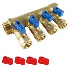 Коллектор с отсекающими кранами 4 выхода Ø1"х16 цанга TIM (7) Коллектор с отсекающими кранами 4 выхода Ø1"х16 цанга TIM (7)