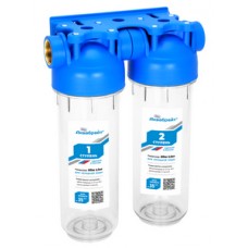 Корпус магистральный фильтра двойной 10"SL Ø3/4" прозрачный АКВАБРАЙТ (1) Корпус магистральный фильтра двойной 10"SL Ø3/4" прозрачный АКВАБРАЙТ (1)