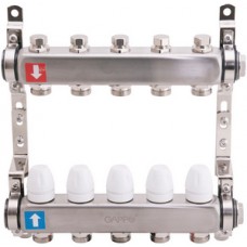 Коллекторная группа (нерж) без расходомеров без ВО и дренажных кранов 3 вых. Ø1" GAPPO Коллекторная группа (нерж) без расходомеров без ВО и дренажных кранов 3 вых. Ø1" GAPPO