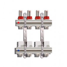 Коллекторная группа (латунь) с расходомерами без ВО и дренажных кранов 10 выходов Ø1" TIM Коллекторная группа (латунь) с расходомерами без ВО и дренажных кранов 10 выходов Ø1" TIM