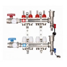 Коллекторная группа (латунь) с расходомерами полный комплект 3 выхода Ø1" GAPPO Коллекторная группа (латунь) с расходомерами полный комплект 3 выхода Ø1" GAPPO