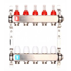 Коллекторная группа (нерж) с расходомерами без ВО и дренажных кранов 11 вых. Ø1" GAPPO Коллекторная группа (нерж) с расходомерами без ВО и дренажных кранов 11 вых. Ø1" GAPPO