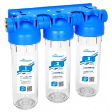 Корпус магистр. фильтра тройной 10"SL Ø1/2" прозрачный АКВАБРАЙТ (1) Корпус магистр. фильтра тройной 10"SL Ø1/2" прозрачный АКВАБРАЙТ (1)