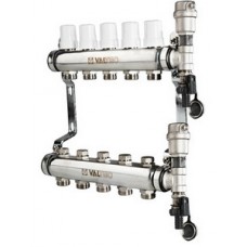 Коллекторная группа (нерж.) без расходомеров с ВО и дренажными кранами на тройнике 7 выходов Ø1" VALTEC (1) Коллекторная группа (нерж.) без расходомеров с ВО и дренажными кранами на тройнике 7 выходов Ø1" VALTEC (1)