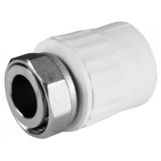 Муфта комб. с метал. встав. и нак. гайкой PP-R Ø20х1/2" VALFEX Белый (30/150) Муфта комб. с метал. встав. и нак. гайкой PP-R Ø20х1/2" VALFEX Белый (30/150)