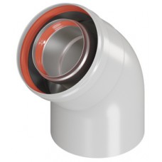 Колено 45° Ø60/100мм (коаксиальное) промежуточное раструб.(наружный Ø100мм мама/папа) KRATS Колено 45° Ø60/100мм (коаксиальное) промежуточное раструб.(наружный Ø100мм мама/папа) KRATS