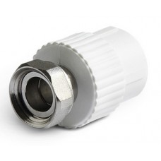 Муфта комб. с метал. встав. и нак. гайкой PP-R Ø20х1/2" PRO AQUA Белый (4/160) Муфта комб. с метал. встав. и нак. гайкой PP-R Ø20х1/2" PRO AQUA Белый (4/160)