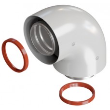 Колено 90° Ø60/100мм (коаксиальное) стартовое универсальное (б/комплектующих) KRATS Колено 90° Ø60/100мм (коаксиальное) стартовое универсальное (б/комплектующих) KRATS