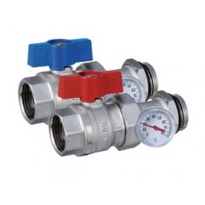 Кран прямой+тройник под термометр+термометр красная и синяя бабочка TIM Кран прямой+тройник под термометр+термометр красная и синяя бабочка TIM