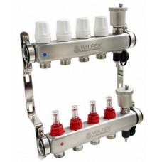 Коллекторная группа (нерж) с расходомерами с ВО и дренажными кранами 9 вых. Ø1" VALFEX Коллекторная группа (нерж) с расходомерами с ВО и дренажными кранами 9 вых. Ø1" VALFEX
