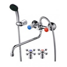 Смеситель для ванны лат. длин. кругл. S-излив встроен.диверт. КС 85072 Смеситель для ванны лат. длин. кругл. S-излив встроен.диверт. КС 85072