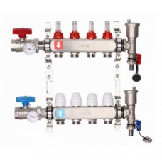 Коллекторная группа (нерж) с расходомерами полный комплект 4 выхода Ø1" GAPPO Коллекторная группа (нерж) с расходомерами полный комплект 4 выхода Ø1" GAPPO