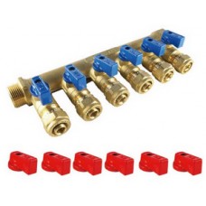 Коллектор с отсекающими кранами 6 выходов Ø3/4"х16 цанга TIM (8) Коллектор с отсекающими кранами 6 выходов Ø3/4"х16 цанга TIM (8)
