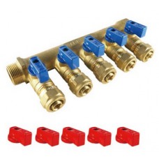 Коллектор с отсекающими кранами 5 выходов Ø3/4"х16 цанга TIM (7) Коллектор с отсекающими кранами 5 выходов Ø3/4"х16 цанга TIM (7)