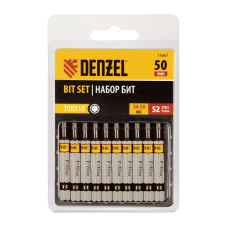 Бита DENZEL TX 10х50, сталь S2, шестигранный профиль, 10 шт. Е 6,3 Бита DENZEL TX 10х50, сталь S2, шестигранный профиль, 10 шт. Е 6,3