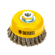 Щетка для УШМ DENZEL 746283, 100 мм, «чашка», крученая нержавеющая проволока 0.5 мм, М14 Щетка для УШМ DENZEL 746283, 100 мм, «чашка», крученая нержавеющая проволока 0.5 мм, М14
