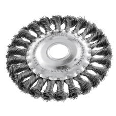 Щетка для УШМ DENZEL 746323, 125 мм, «плоская», крученая нержавеющая проволока 0.5 мм, посадка 22.2 мм Щетка для УШМ DENZEL 746323, 125 мм, «плоская», крученая нержавеющая проволока 0.5 мм, посадка 22.2 мм