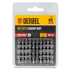 Бита DENZEL двухсторонняя, PH2-PH2 х 45 мм, сталь S2, 10 шт. Бита DENZEL двухсторонняя, PH2-PH2 х 45 мм, сталь S2, 10 шт.
