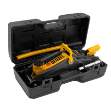 Домкрат гидравлический DENZEL подкатной с фиксатором, 2 т, 130-330 мм, в кейсе Домкрат гидравлический DENZEL подкатной с фиксатором, 2 т, 130-330 мм, в кейсе