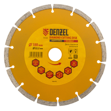Диск алмазный отрезной DENZEL73103, сегментный, 180 x 22.2 мм, сухая резка Диск алмазный отрезной DENZEL73103, сегментный, 180 x 22.2 мм, сухая резка