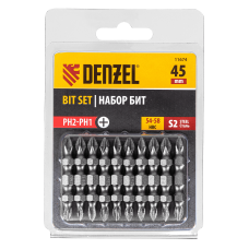 Бита DENZEL двухсторонняя, PH2-PH1 х 45 мм, сталь S2, 10 шт. Бита DENZEL двухсторонняя, PH2-PH1 х 45 мм, сталь S2, 10 шт.