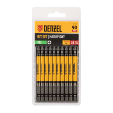 Бита DENZEL PZ2х90, сталь S2, цилиндр., 10 шт. Е 6,3 Бита DENZEL PZ2х90, сталь S2, цилиндр., 10 шт. Е 6,3