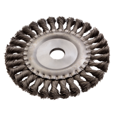 Щетка для УШМ DENZEL 746343, 150 мм, «плоская», крученая нержавеющая проволока 0.5мм, посадка 22.2 мм Щетка для УШМ DENZEL 746343, 150 мм, «плоская», крученая нержавеющая проволока 0.5мм, посадка 22.2 мм