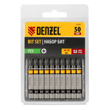 Бита DENZEL PZ3х50, сталь S2, шестигранный профиль, 10 шт. Е 6,3 Бита DENZEL PZ3х50, сталь S2, шестигранный профиль, 10 шт. Е 6,3