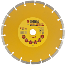 Диск алмазный отрезной DENZEL73104, сегментный, 230 x 22.2 мм, сухая резка Диск алмазный отрезной DENZEL73104, сегментный, 230 x 22.2 мм, сухая резка