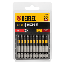 Бита DENZEL PH1х50, сталь S2, цилиндр., 10 шт. Е 6,3 Бита DENZEL PH1х50, сталь S2, цилиндр., 10 шт. Е 6,3