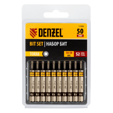 Бита DENZEL TX 8х50, сталь S2, шестигранный профиль, 10 шт. Е 6,3 Бита DENZEL TX 8х50, сталь S2, шестигранный профиль, 10 шт. Е 6,3