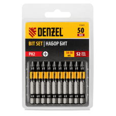 Бита DENZEL PH2х50, сталь S2, цилиндр., 10 шт. Е 6,3 Бита DENZEL PH2х50, сталь S2, цилиндр., 10 шт. Е 6,3