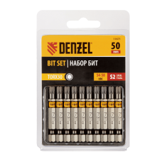 Бита DENZEL TX 30х50, сталь S2, шестигранный профиль, 10 шт. Е 6,3 Бита DENZEL TX 30х50, сталь S2, шестигранный профиль, 10 шт. Е 6,3