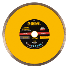 Диск алмазный отрезной DENZEL 230 х 22,2 мм, сплошной, супертонкий, горячий пресс, мокрое резание Диск алмазный отрезной DENZEL 230 х 22,2 мм, сплошной, супертонкий, горячий пресс, мокрое резание