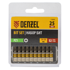 Бита DENZEL PZ1х25, сталь S2, шестигранный профиль, 10 шт. Е 6,3 Бита DENZEL PZ1х25, сталь S2, шестигранный профиль, 10 шт. Е 6,3