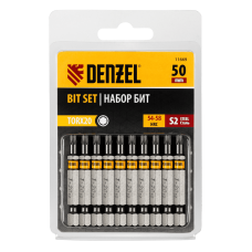 Бита DENZEL TX 20х50, сталь S2, шестигранный профиль, 10 шт. Е 6,3 Бита DENZEL TX 20х50, сталь S2, шестигранный профиль, 10 шт. Е 6,3
