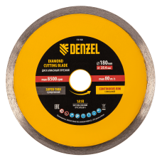 Диск алмазный сплошной DENZEL супертонкий, 180 х 25,4 мм, горячее прессование, мокрое резание Диск алмазный сплошной DENZEL супертонкий, 180 х 25,4 мм, горячее прессование, мокрое резание