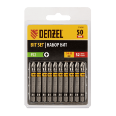 Бита DENZEL PZ2х50, сталь S2, шестигранный профиль, 10 шт. Е 6,3 Бита DENZEL PZ2х50, сталь S2, шестигранный профиль, 10 шт. Е 6,3
