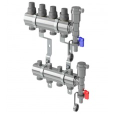 Коллектор в сборе Royal Thermo с расходомерами 1" ВР-3/4" НР, 9 выходов