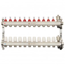 Группа коллекторная ONDO нерж сталь 11 вых. с автомат. воздухоотвод., расход. и термостат. клапанами Группа коллекторная ONDO нерж сталь 11 вых. с автомат. воздухоотвод., расход. и термостат. клапанами
