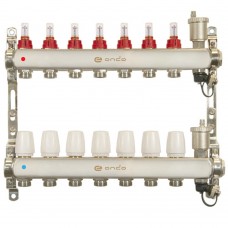 Группа коллекторная ONDO нерж сталь 7 вых. с автомат. воздухоотвод., расход. и термостат. клапанами