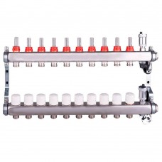 Группа коллект. AQUALINK с расходомерами, сливным краном и автомат. возд-ком, нерж. сталь 1"х10х3/4" Группа коллект. AQUALINK с расходомерами, сливным краном и автомат. возд-ком, нерж. сталь 1"х10х3/4"