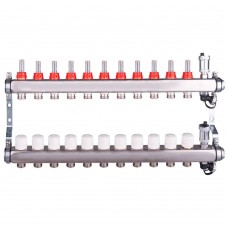 Группа коллект. AQUALINK с расходомерами, сливным краном и автомат. возд-ком, нерж. сталь 1"х11х3/4" Группа коллект. AQUALINK с расходомерами, сливным краном и автомат. возд-ком, нерж. сталь 1"х11х3/4"